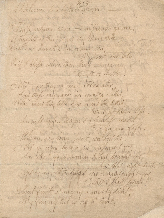 Robert Burns a poem to welcome to his love-begotten daughter