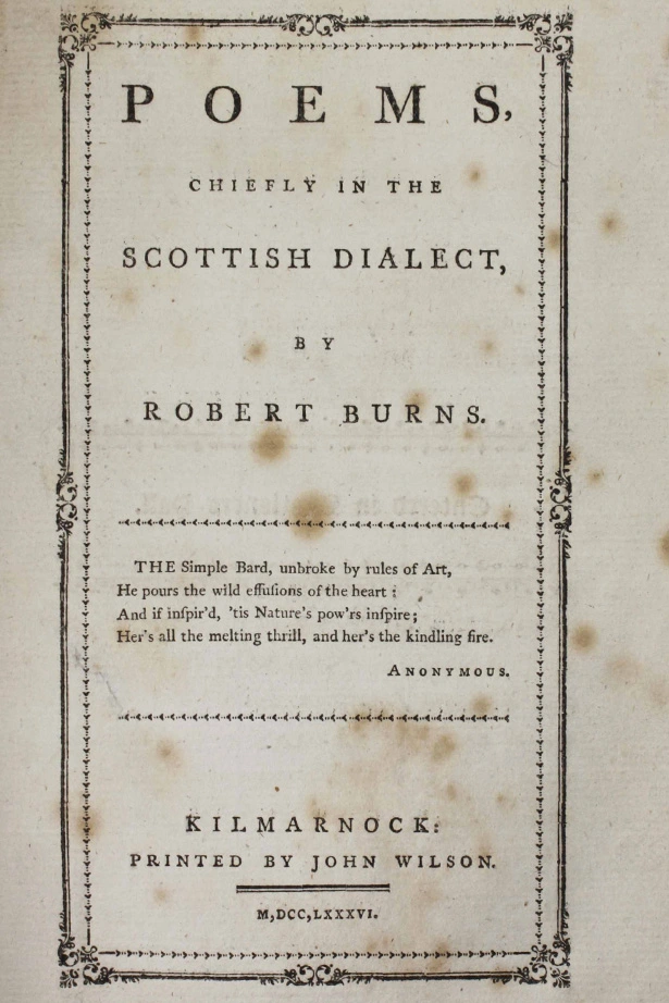 Robert Burns poems chiefly in the scottish dialect