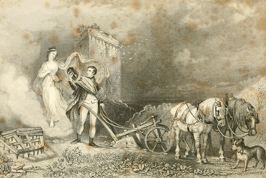 The Genius of Poetry finding Burns at the Plough