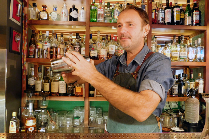 Mario Basso the likker behind the bar