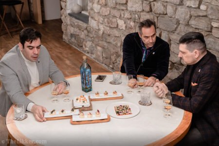 Yiannis Karakasis MW George Economidis and Yiannis Milionis tasting Johnnie Walker Blue Label with food pairing