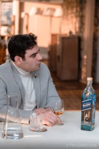 George Economidis tasting Johnnie Walker Blue Label